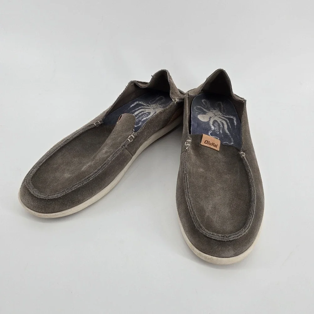 OluKai Nalukai Kala Slip On Mens 11 Grey Suede Loafers 10409-7B19